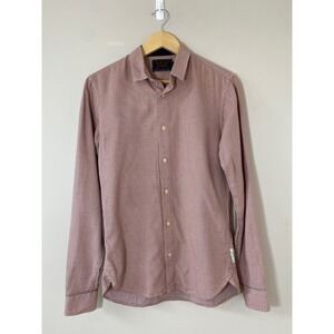 Scotch Soda Mens Button Up Shirt Small Orange Blue Textured Long Sleeve